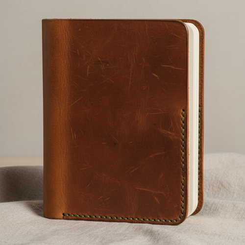Aged leather roadbook journal