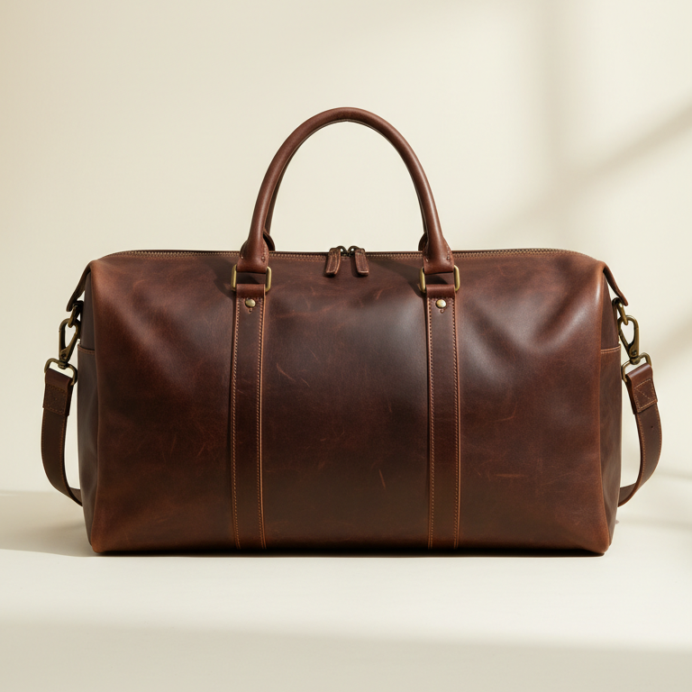 Leather-Bound Weekend Duffle Bag