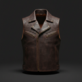 Leather Biker Vest with Brass Snaps