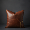 Espresso Brown Leather Throw Pillow