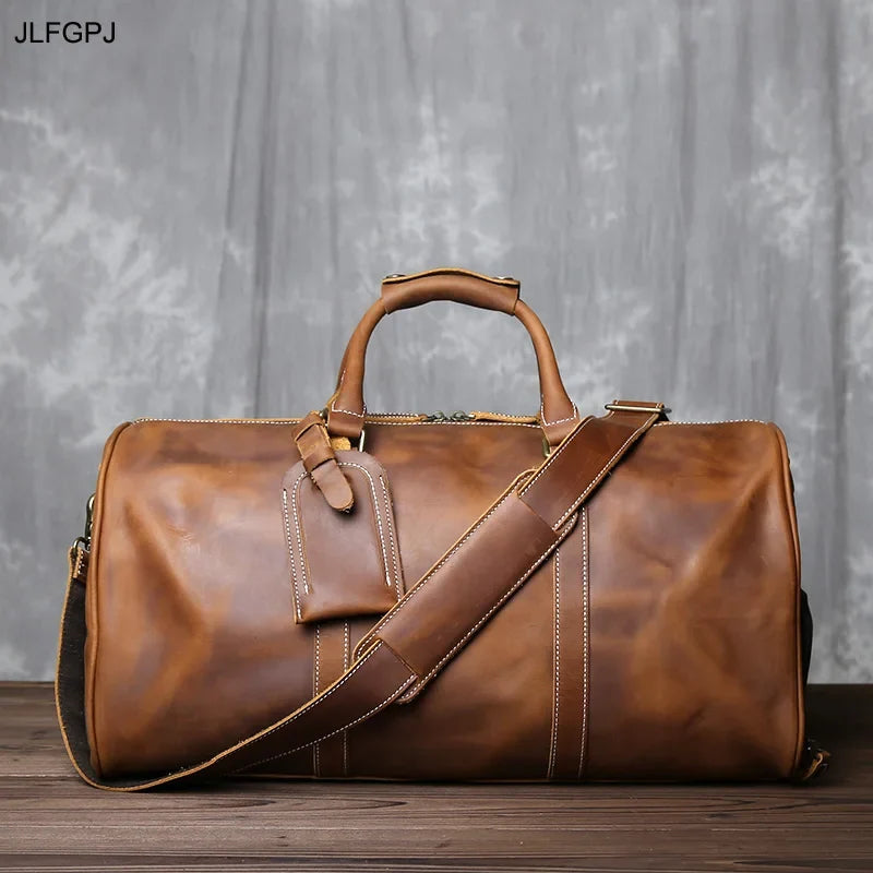 Vellaro Heritage leren weekendtas in cognacbruin