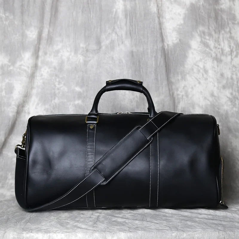 Vellaro Heritage leren weekendtas in diepzwart