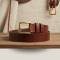 Full-Grain Leather Work Belt with Gold Buckle