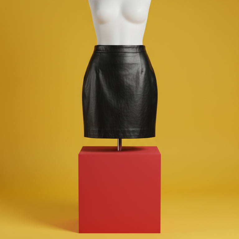 1980s Leather Mini Skirt in Jet Black