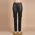 Onyx Leather Straight-Leg Trousers