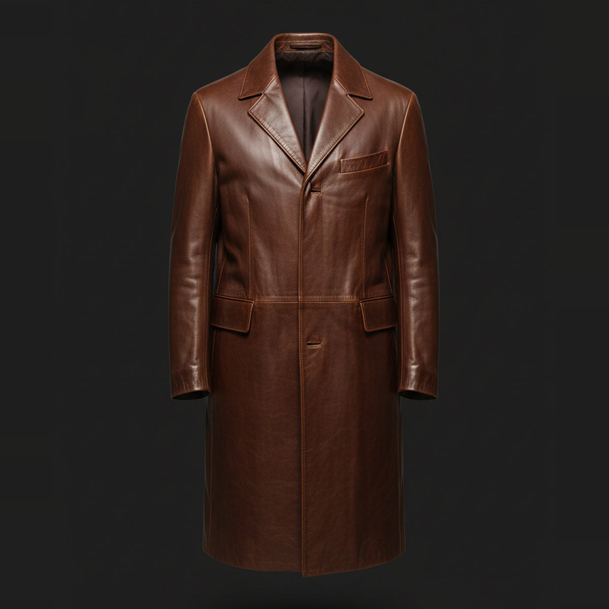 Smoked Umber Tailored Leather Coat